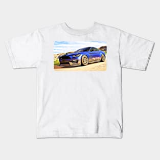 Mustang GT500 Cartoon Drawing Action Print Kids T-Shirt
